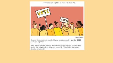 Les votes pour le 9e Prix Alice Guy sont ouverts